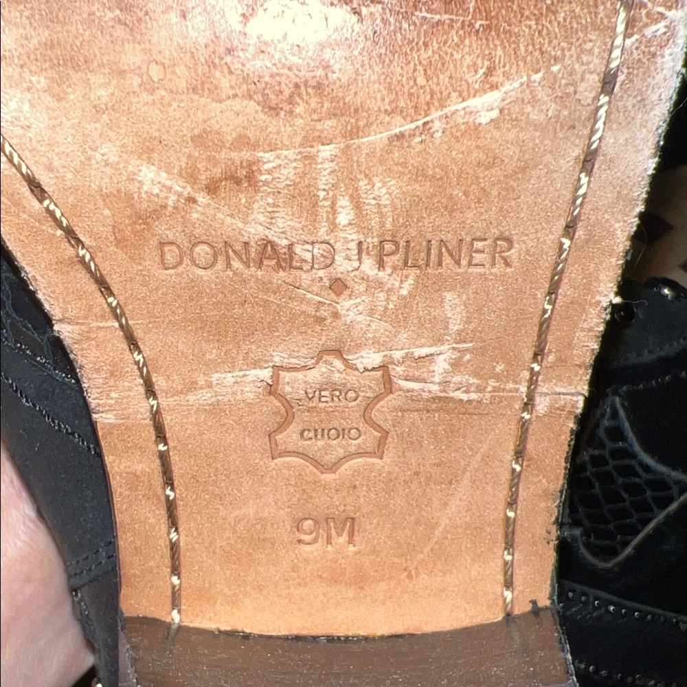Donald J. Pliner Black Leather Accented Cowboy Boots Sz 9 - Picture 2 of 11